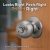 Copper Creek Colonial Privacy Interior Door Knob  ANSI Grade-3 Certified, Modern Heavy Duty Handle, Easy Install and Reversible for Bedroom, Bathroom and Closets  Satin Stainless (1 Pack) view 2