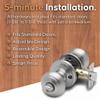 Copper Creek Colonial Privacy Interior Door Knob  ANSI Grade-3 Certified, Modern Heavy Duty Handle, Easy Install and Reversible for Bedroom, Bathroom and Closets  Satin Stainless (1 Pack) view 3