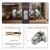 Copper Creek Colonial Privacy Interior Door Knob  ANSI Grade-3 Certified, Modern Heavy Duty Handle, Easy Install and Reversible for Bedroom, Bathroom and Closets  Satin Stainless (1 Pack) view 4