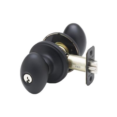 Copper Creek EK2040BC Egg Door Knob, Keyed Entry Function, 1 Pack, in Black