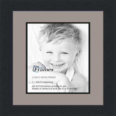10x13 / 10 x 13 Picture Frame Satin Black .. 2'' Wide with a 2'' Double mat