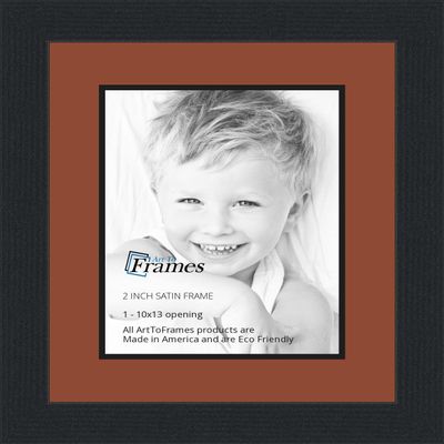 10x13 / 10 x 13 Picture Frame Satin Black .. 2'' Wide with a 2'' Double mat