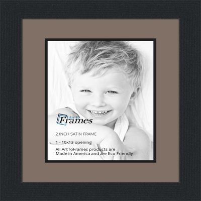 10x13 / 10 x 13 Picture Frame Satin Black .. 2'' Wide with a 2'' Double mat