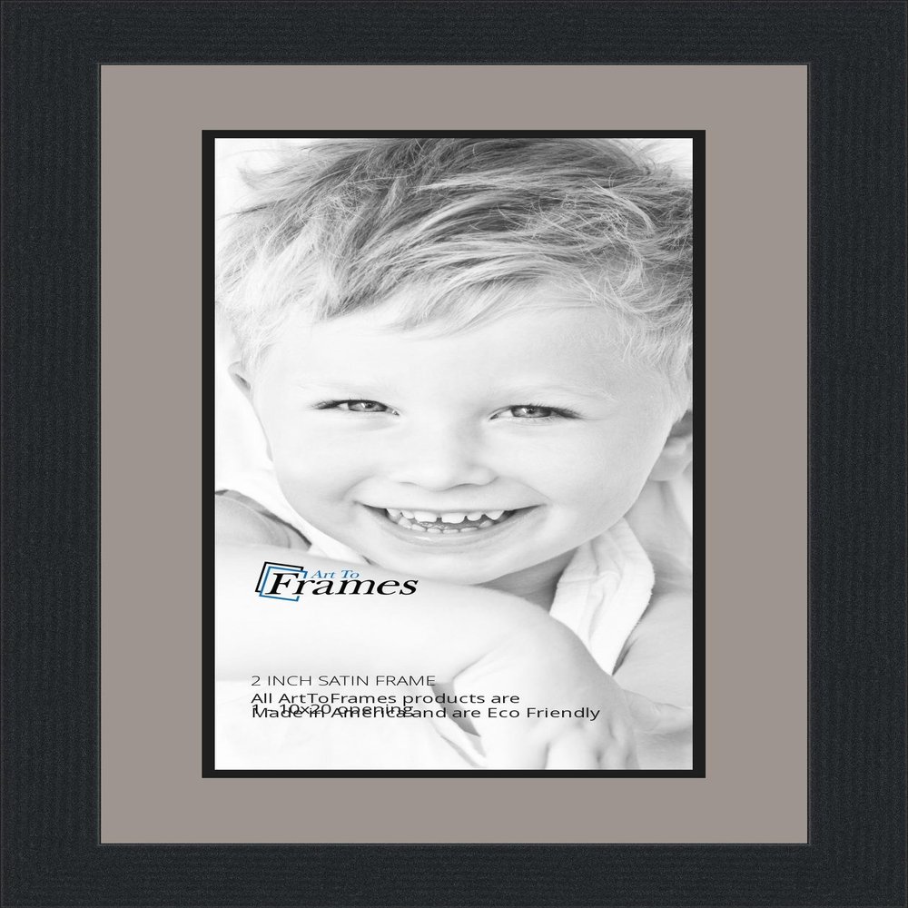 10x20 / 10 x 20 Picture Frame Satin Black .. 2'' Wide with a 2'' Double mat