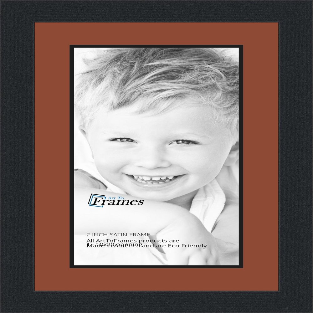 10x20 / 10 x 20 Picture Frame Satin Black .. 2'' Wide with a 2'' Double mat