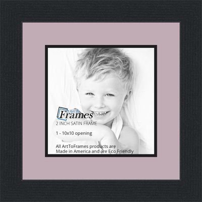 10x10 / 10 x 10 Picture Frame Satin Black .. 2'' Wide with a 2'' Double mat