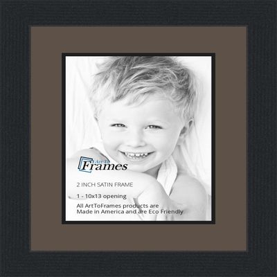 10x13 / 10 x 13 Picture Frame Satin Black .. 2'' Wide with a 2'' Double mat