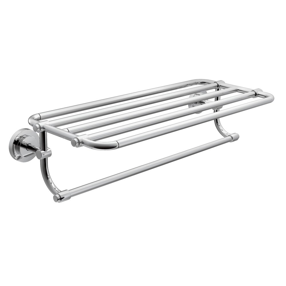Moen DN0794CH Iso 24-Inch Wide Bathroom Hotel-Style Towel Shelf with Towel Bar, Chrome