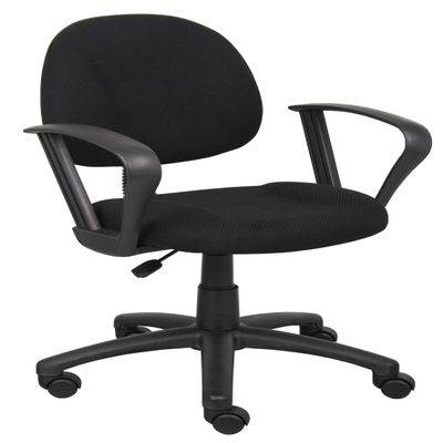 Boss Office Products Perfect Posture Delux Fabric Task Chair with Loop Arms in Black, Low-Back (B317-BK)