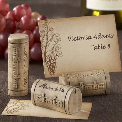 "Maison du Vin" Wine Cork Place Card/Photo Holder with Grape-Themed Place Cards (Set of 288) - Baby Shower Gifts & Wedding Favors
