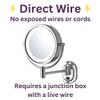 JERDON Lighted Wall-Mounted Makeup Mirror - Direct Wire Makeup Mirror with 5X Magnification - 8-Inch Diameter Mirror with Chrome Finish Wall Mount - Model HL165CD view 2