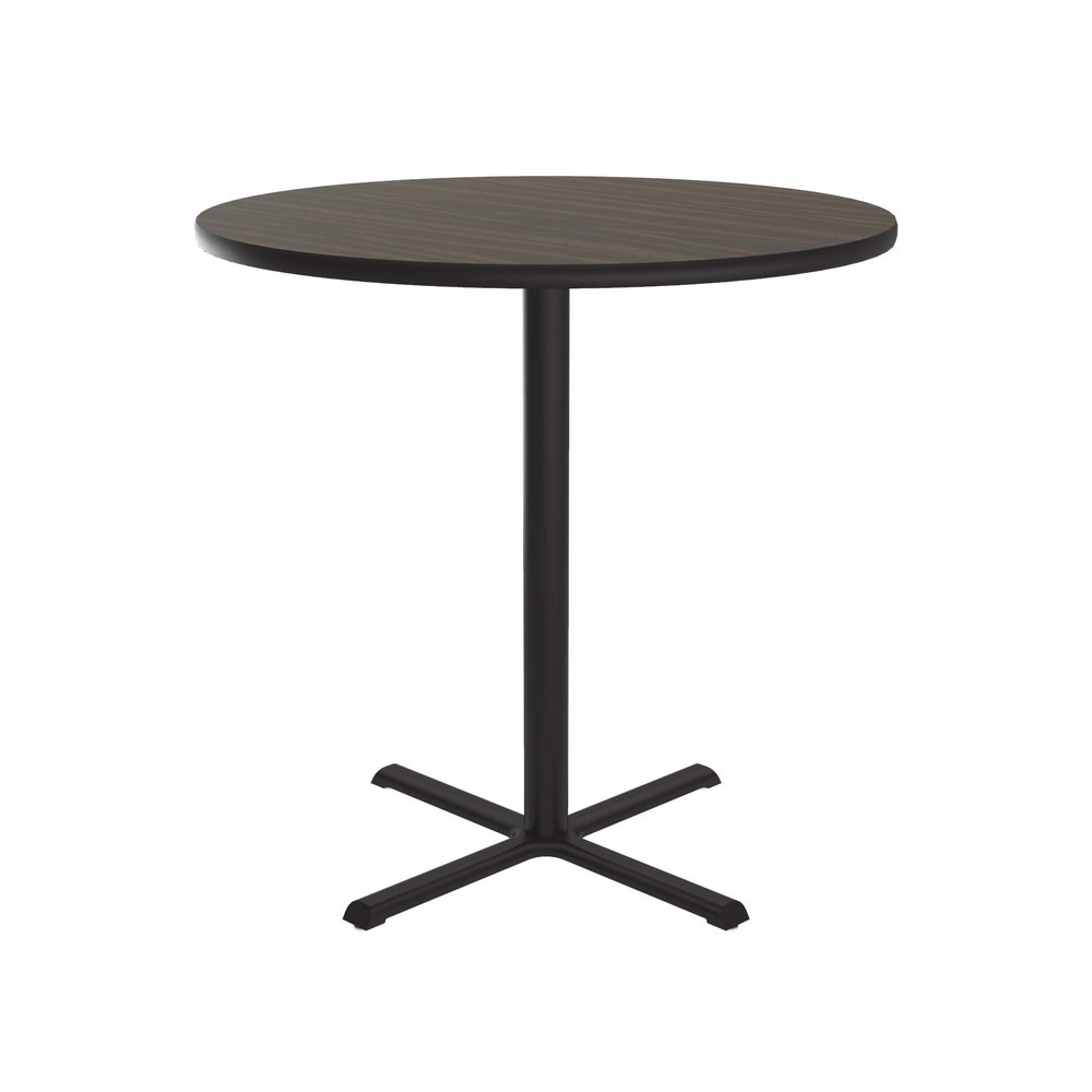 Correll 36" Round, 42" High Standing, Barstool Height Caf & Break Room Bistro Table, Walnut High Pressure Laminate Top, Cast Iron Base (BXB36R-01)