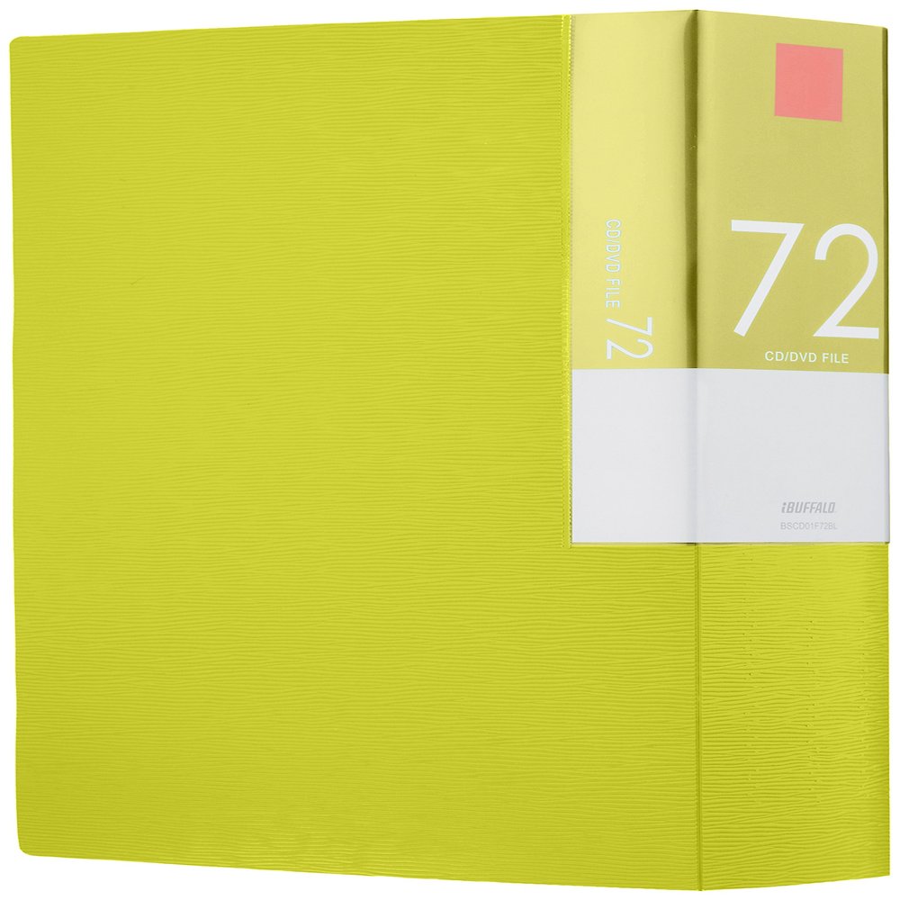  BUFFALO BSCD01F72GR CD & DVD File Case, Book Type, Holds 72 Cards, Green
