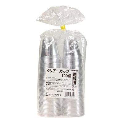 Sunup XKT7001 Disposable Cups, Clear Cups, 3.4 fl oz (90 ml), Polyethylene Terephthalay (Pack of 100), Made in Japan