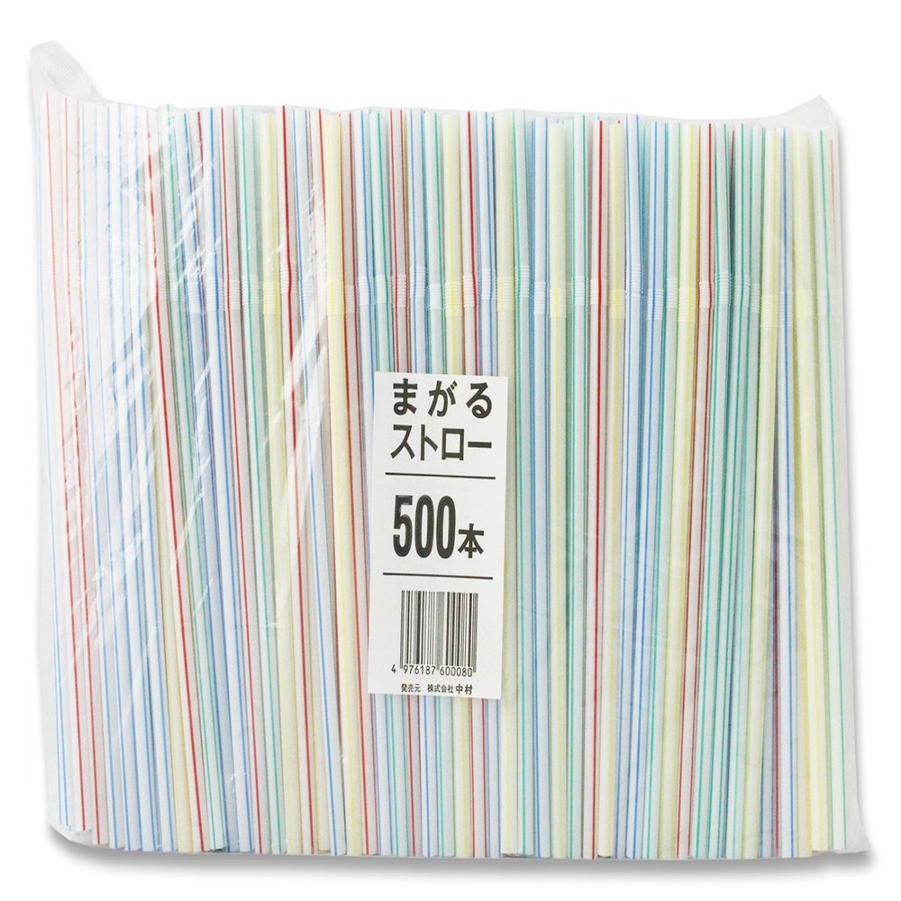 Nakamura 60008 Colored Bendable Straws, Pack of 500, 8.3 inches (21 cm)