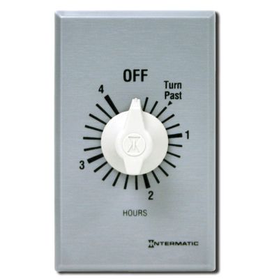 Intermatic FF4H 4-Hour Spring Loaded Wall Timer SPST No Hold - Enhance Energy Efficiency with Universal Compatibility - Automatic Timer for Effortless Control, Brushed Metal Finish