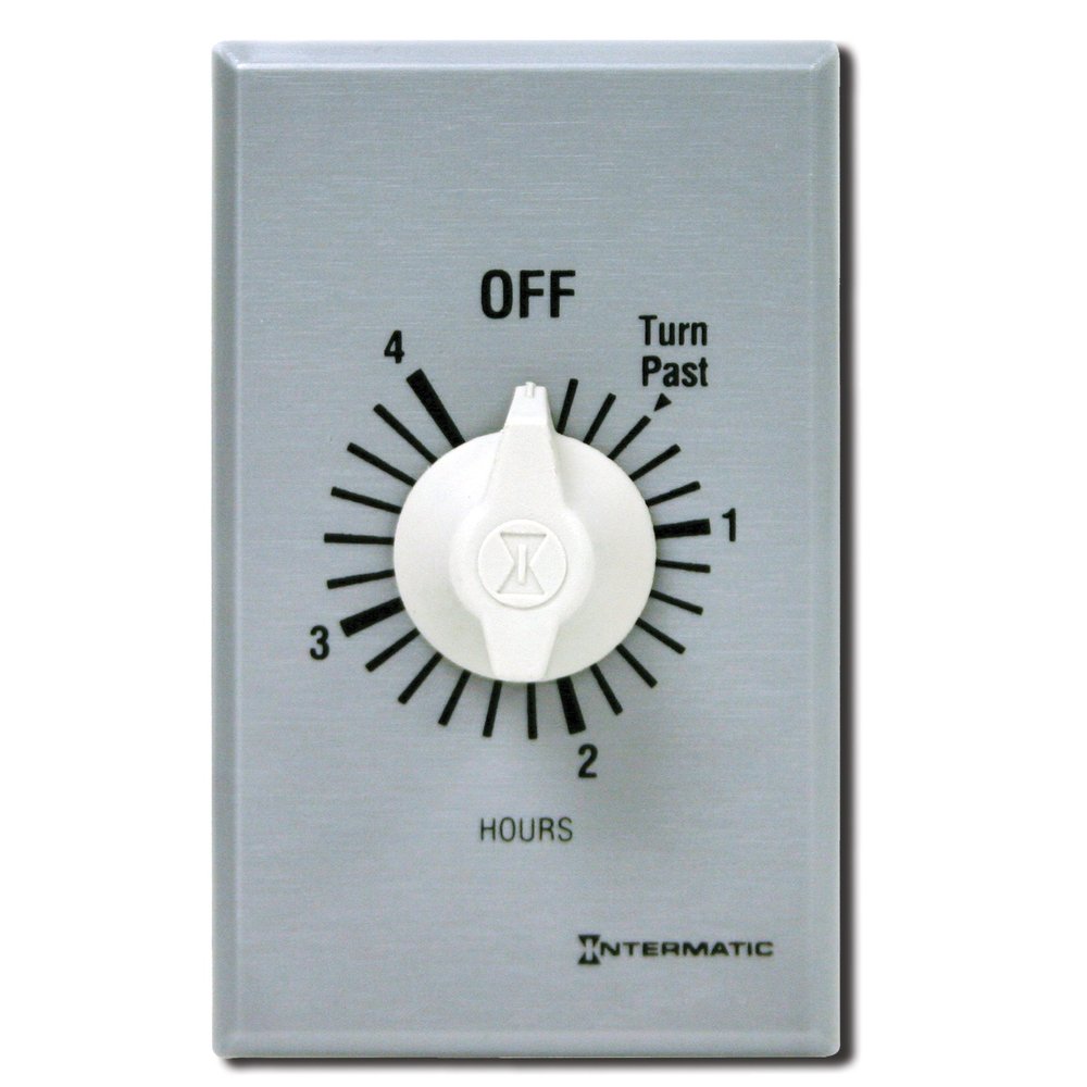 Intermatic FF4H 4-Hour Spring Loaded Wall Timer SPST No Hold - Enhance Energy Efficiency with Universal Compatibility - Automatic Timer for Effortless Control, Brushed Metal Finish