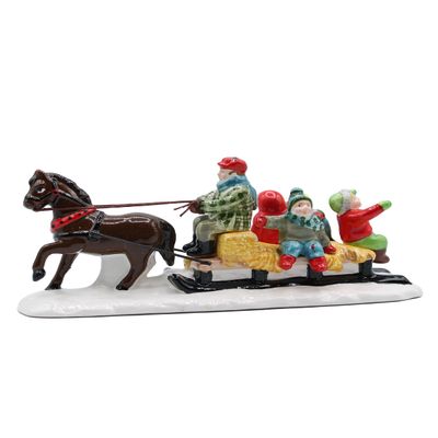 Department 56 Original Snow Village Hayride 5117-9 - Multicolor Resin Retro Christmas Decorative Sculpture - Hayride Scene
