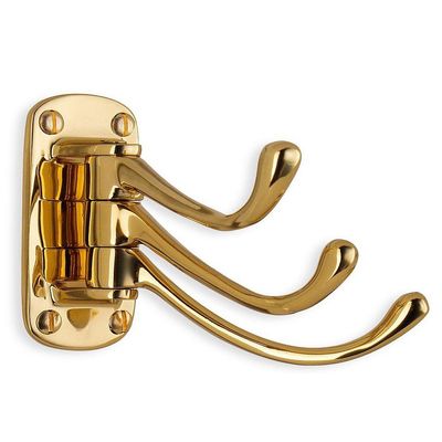 Smedbo Triple Coat Hook 3 1/4", Polished Brass