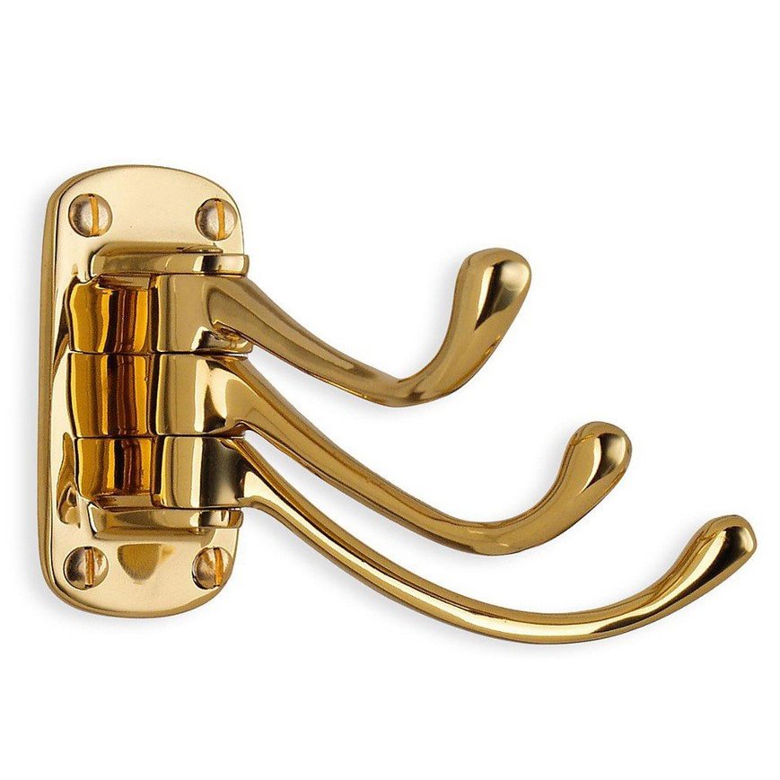 Smedbo Triple Coat Hook 3 1/4", Polished Brass