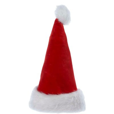 Plush Santa Hat With Fur Cuff and Pom-Pom