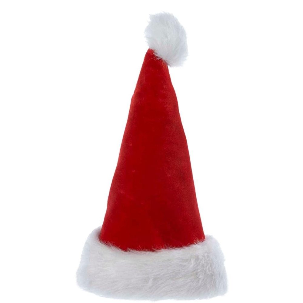 Plush Santa Hat With Fur Cuff and Pom-Pom