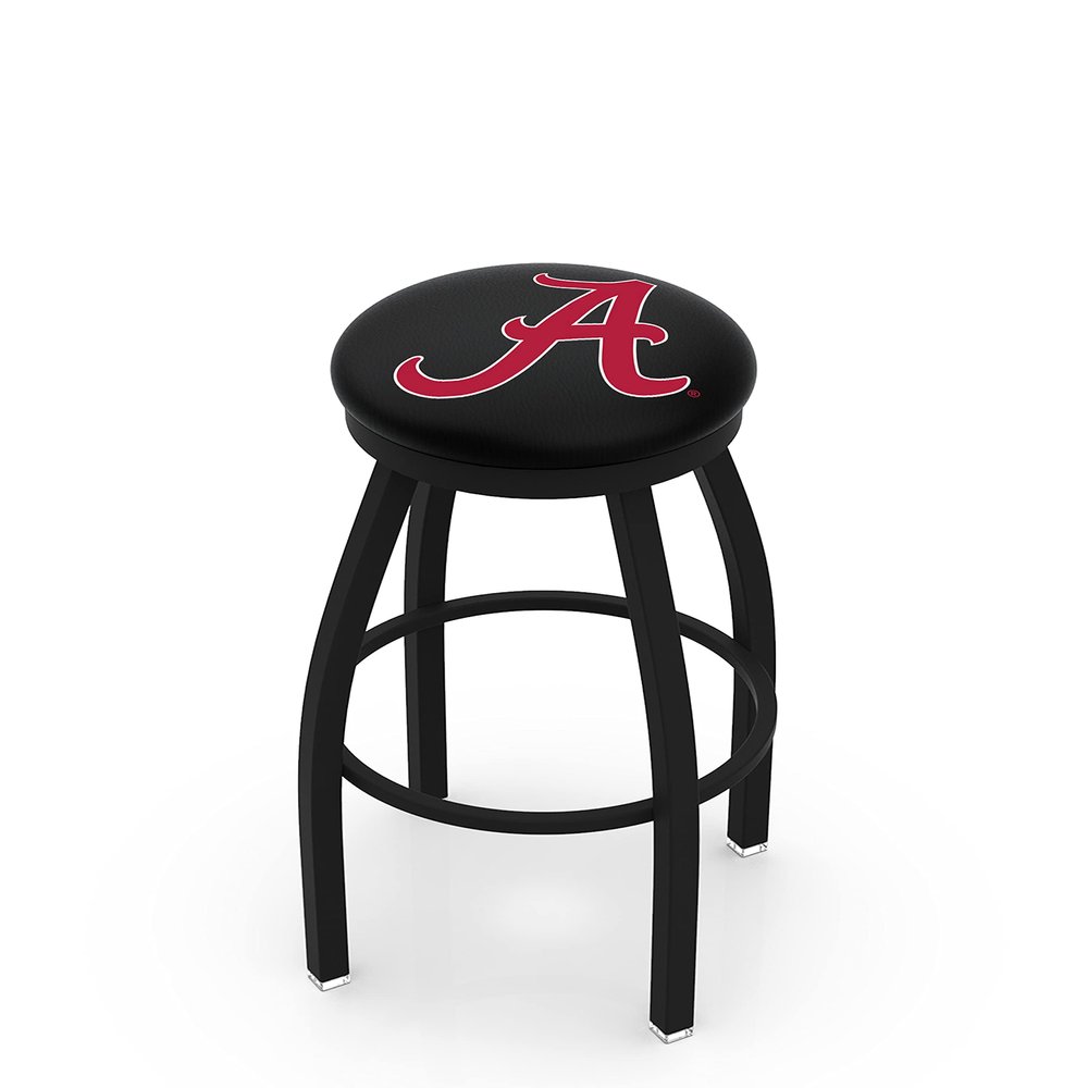 25" L8B2B - Black Wrinkle Alabama Swivel Bar Stool with Accent Ring by Holland Bar Stool Company