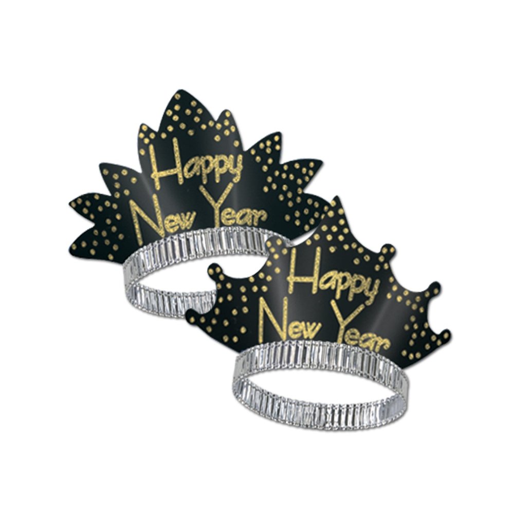 Sparkling Gold Tiaras (black & gold), 50 Tiaras per Package