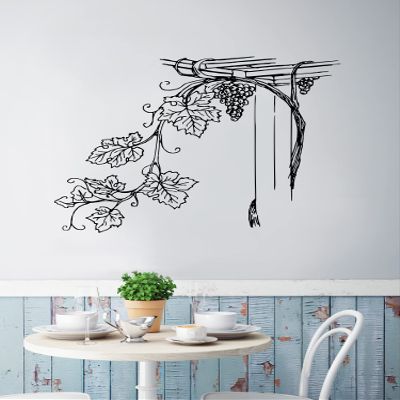 Kitchen Wall Decor. Decal for Dinning Room. Bathroom Wall Decor. Grape Vine Floral Decoration. Restaurant Decor. #276