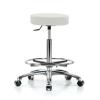 Perch Chrome Rolling Single Lever Height Adjustable Swivel Stool (Off-White Vinyl, Counter Height 24-34" with Footring) view 1