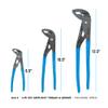 CHANNELLOCK GLS-3 3-Piece GRIPLOCK Tongue & Groove Pliers Set, 6.5", 9.5", 12.5" Water Pump Pliers, Patented PERMALOCK Fastener, Forged High Carbon Steel, Made In the USA view 2