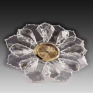 Asfour Crystal 407-911-1 4. 52 L x 3. 93 H inch Crystal Rose Clock Office Figurines