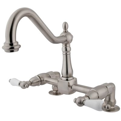 Kingston Brass KS1148PL Deck Mount Kitchen Faucet, 8-3/4", Brushed Nickel