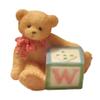 Cherished Teddies Bear with W Block view 1