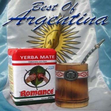 Argentina MATE Kit - Gourd made out of a Bamboo cane + Yerba Mate Herb Tea + Bronze & Nickel Straw (w/filter)