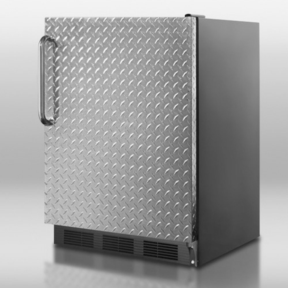 Summit FF7BDPL Refrigerator, Silver With Diamond Plate