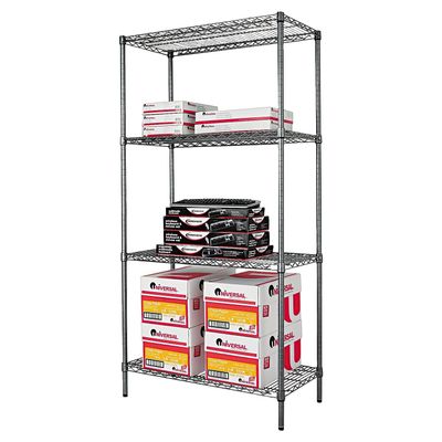 Alera Industrial Wire Shelving Starter Set, 36Wx18-inch D, Black Anthracite (ALESW503618BA)