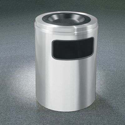 Glaro Inc. Glaro 10 Gallon Ash/Trash Receptacle w/Sand Cover, Satin Aluminum - C1531SA