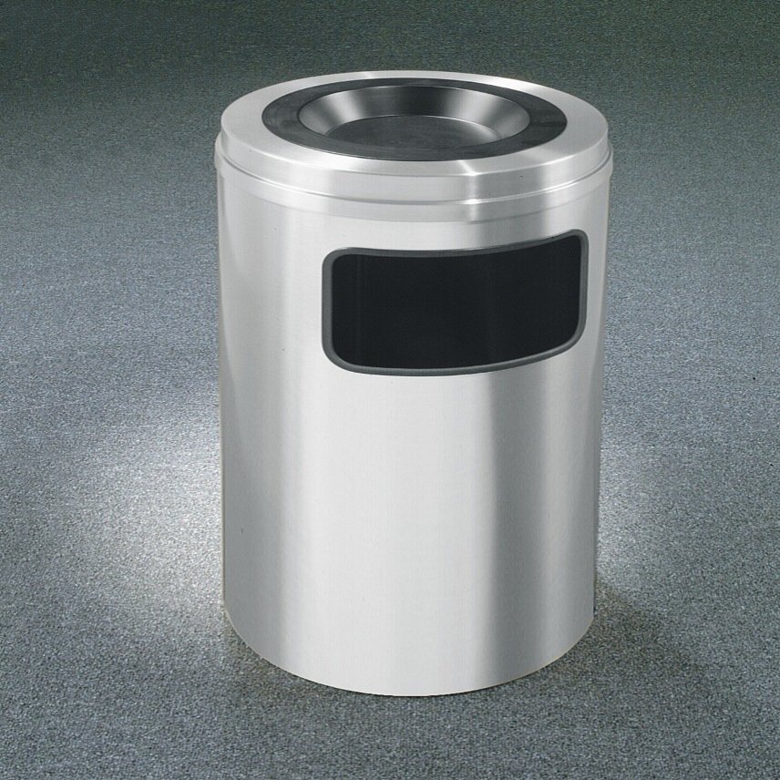 Glaro Inc. Glaro 10 Gallon Ash/Trash Receptacle w/Sand Cover, Satin Aluminum - C1531SA