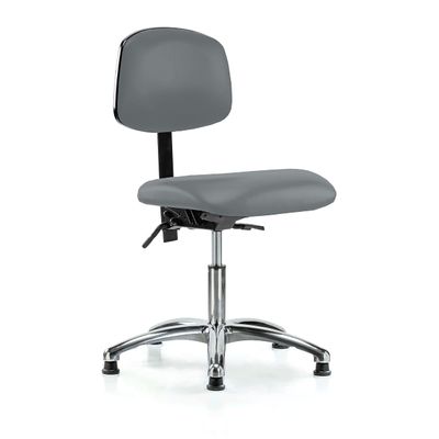 Perch Chrome Stationary Lab Chair with Adjustable Back Support | Desk Height 17-22" | Cinder Fabric