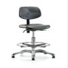 Perch Chrome Stationary Ergonomic Industrial Chair with Foot Ring | Medium Bench Height 20-28" view 1