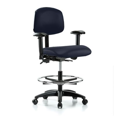 Perch Multi-Task Office Chair with Adjustable Armrests and Foot Ring | Medium Bench Height 20-27" | Imperial Fabric