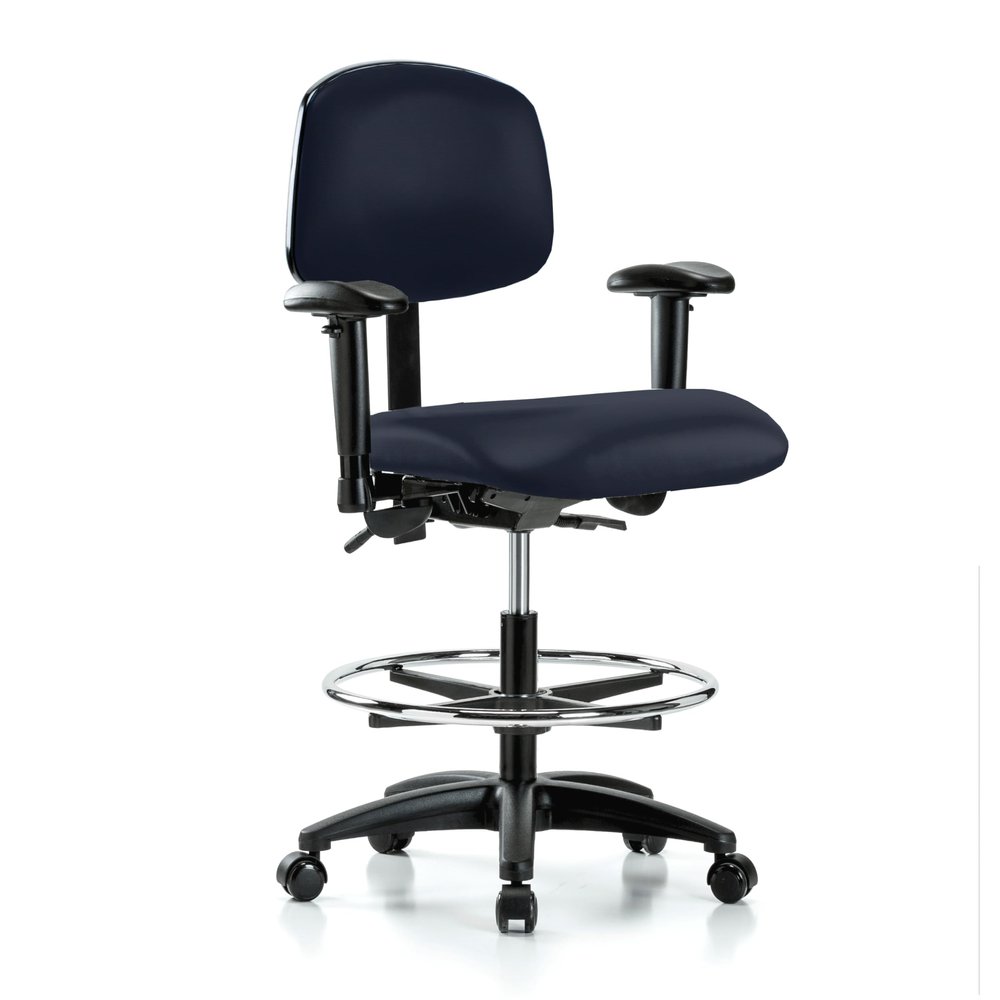 Perch Multi-Task Office Chair with Adjustable Armrests and Foot Ring | Medium Bench Height 20-27" | Imperial Fabric
