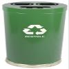 Witt Industries 15RTGN Steel 24-Gallon 3 Opening Recycling Container with 3 Plastic Liners, Legend "Recycle", Round, 15" Diameter x 32" Height, Green view 1
