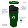 Witt Industries 15RTGN Steel 24-Gallon 3 Opening Recycling Container with 3 Plastic Liners, Legend "Recycle", Round, 15" Diameter x 32" Height, Green view 2