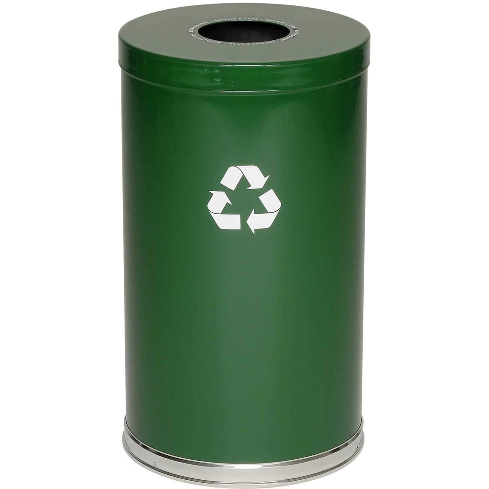 Witt Industries 18RT-1H-GN Steel Recycling Container, Green, 18"Dia x 33"H