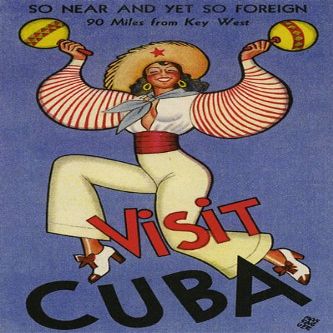 WONDERFULITEMS VISIT TRAVEL TOURISM CUBA 90 MILES KEY WEST 12" X 16" IMAGAE SIZE VINTAGE POSTER REPRO ON MATTE PAPER. festa06