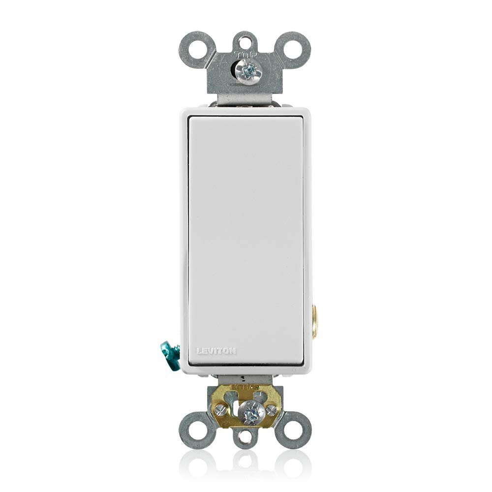 Leviton 20 Amp, 120/277 Volt Decora Plus Rocker Single-Pole AC Quiet Switch, 5621-2W, White