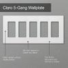 Lutron Claro Light Switch Cover Plate, 5 Gang Wallplate, for Decorator Light Switches, Rocker Light Switch Cover, Outlet Cover, Screwless Switch Plate Cover, Gloss, CW-5-SS, Stainless Steel view 2