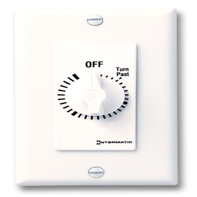 Intermatic FD4HW 4-Hour Spring-Loaded Wall Timer for Lights and Fans, White